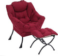Lazy Chair with Ottoman, Comfy Accent Reading Chair, Burgundy | Foldable by LITA