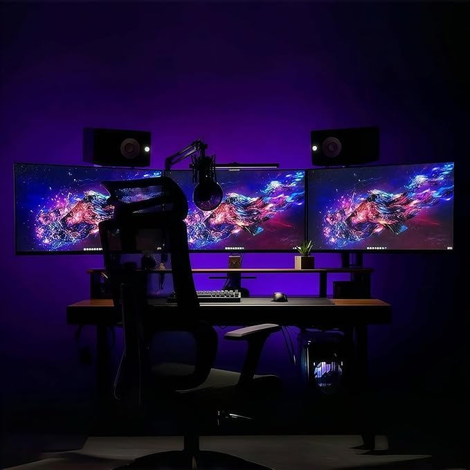 Kado Triple Monitor Setup - 3-Pack 24" Curved 1920x1080 Computer Monitor 1500R 75Hz VESA Mount HDMI Office Gaming Hybrid Built-in Speakers (C24X Trio Series)