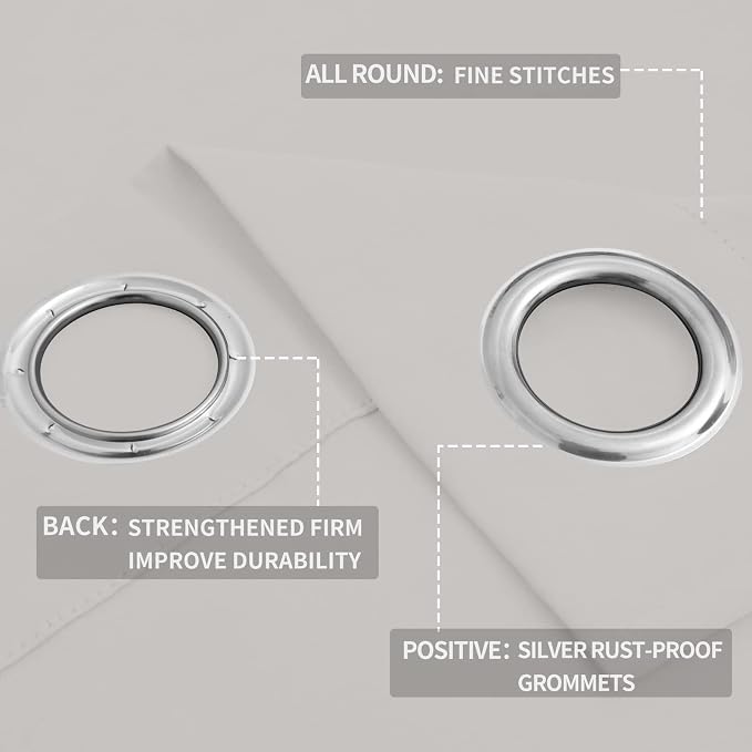 Easy-Going Thermal Grommet Blackout Curtains, 2 Panels 52x46 in, LightLinen | - Image 4
