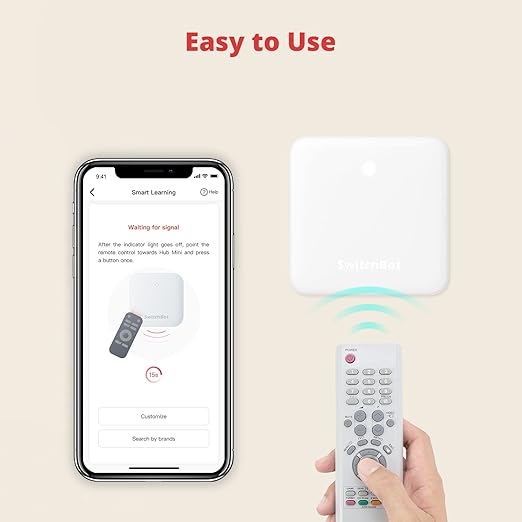 SwitchBot Bot White & Hub Mini Kit: Automate IR Devices & Physical Switches with Alexa/Google Voice Control, App Scenes & Timers.
