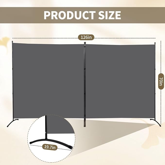 Extra-Wide 2 Panel Room Divider, Portable Privacy Screen - Image 2