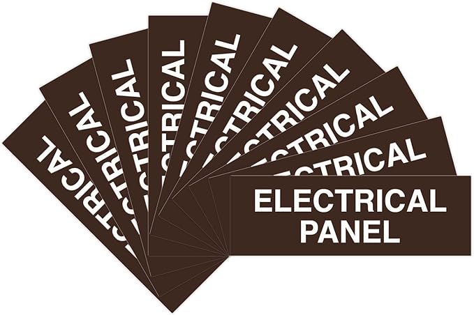 All Quality Basic Electrical Panel Sign - Fire Regulation Safety Compliance Sign - Dark Brown - Medium (10 Pack)