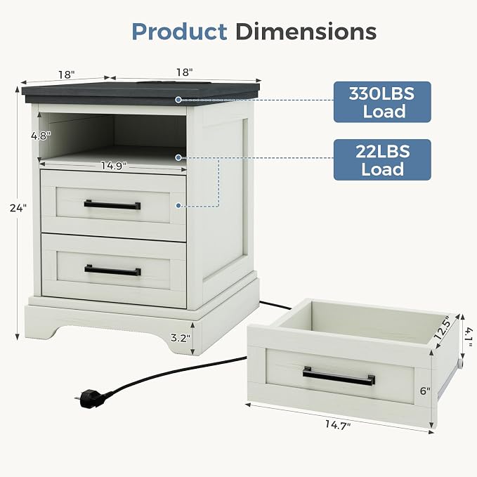 DUMOS Farmhouse Nightstand - Image 2