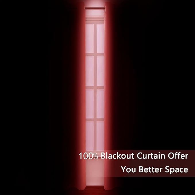 100% Blackout Curtains 52 x 84 Inch/Red Curtains 2 Panels - Image 3