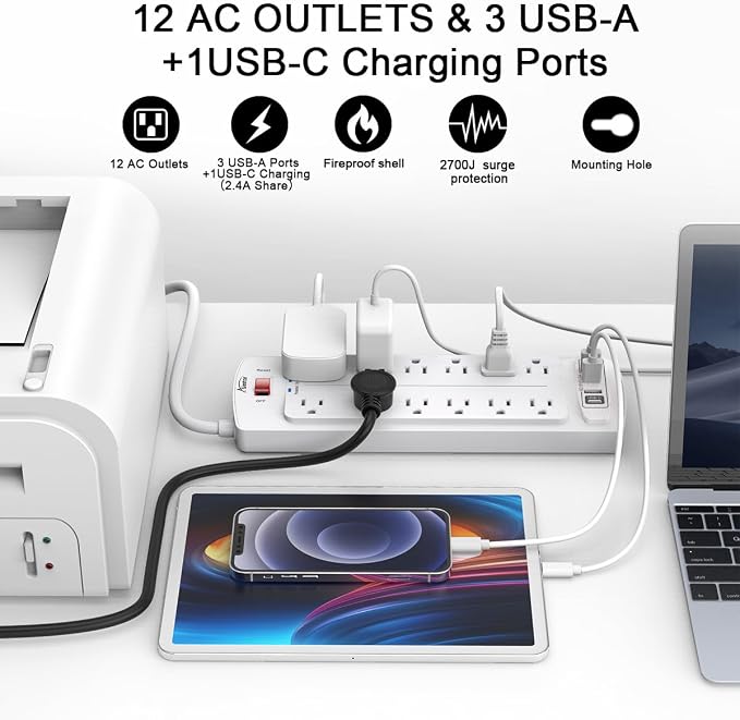 ALESTOR 6 Ft Surge Protector Power Strip - Image 2