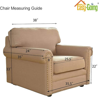Easy-Going Stretch Chair Sofa Slipcover 1-Piece Couch Sofa Cover Furniture Protector Soft with Elastic Bottom for Kids, Pet. Spandex Jacquard Fabric Small Checks (Chair, Beige)
