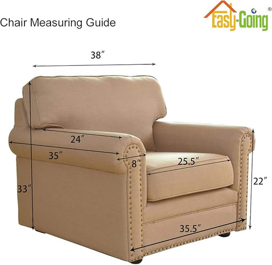 Easy-Going Stretch Chair Sofa Slipcover 1-Piece Couch Sofa Cover Furniture Protector Soft with Elastic Bottom for Kids, Pet. Spandex Jacquard Fabric Small Checks (Chair, Beige)