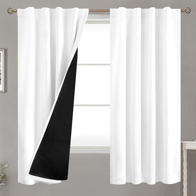 BGment Pure White 100% Blackout Curtains 63 Inches Long by BGment