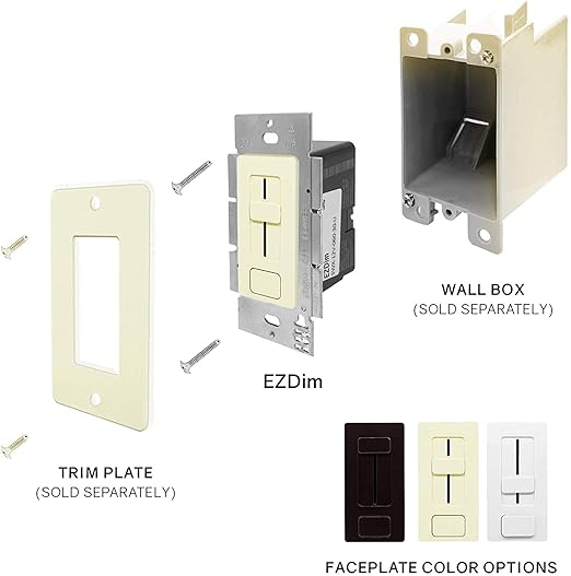 HitLights 100 Watt LED Driver and Dimmer Switch Single Integrated Unit, EZDim 120V AC – 24V DC Wall Dimmer Switch Compatible with Most Solid Color 24VDC Tape Lights and Fixtures, UL Listed