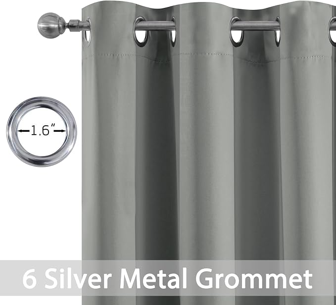 Yakamok Blackout Curtains 38x84 inch Dove Grey Thermal Drapes-Bedroom | 2 panels - Image 2