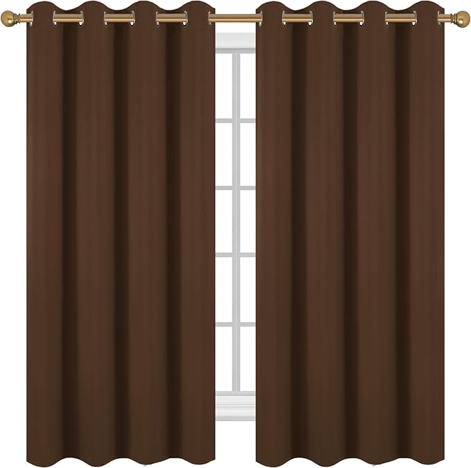 Diraysid Chocolate Brown Grommet Blackout Curtains - Image 2