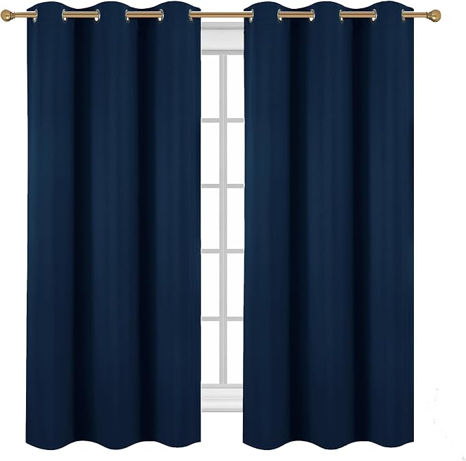 Diraysid Navy Blue Grommet Blackout Curtains - Image 2