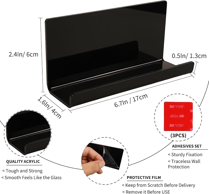 Adhesive Tablet Wall Mounted Phone Holder Acrylic Floating Shelves, eReader - Image 8