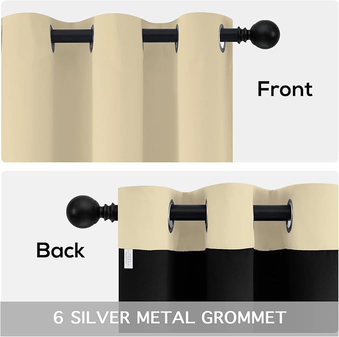 Yakamok Beige Blackout Curtains 63 inches Long - Image 6