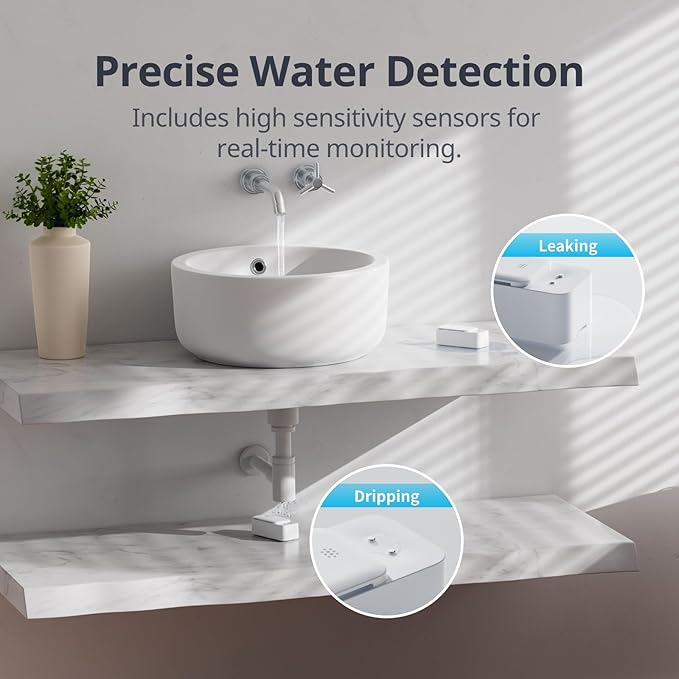 SwitchBot WiFi Water Sensor, Smart Water Leak Detector, 100dB Adjustable Alerts & App Alerts, IP67 Waterproof, Wireless Detector for Kitchen, Bathroom, Basement, No Hub Required (Support 2.4G) (3)
