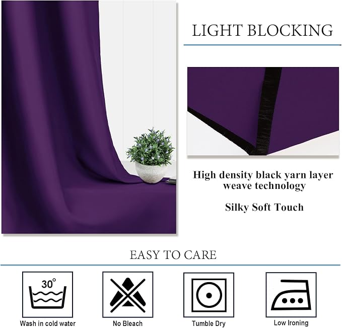 Diraysid Purple Grommet Blackout Curtains - Image 5