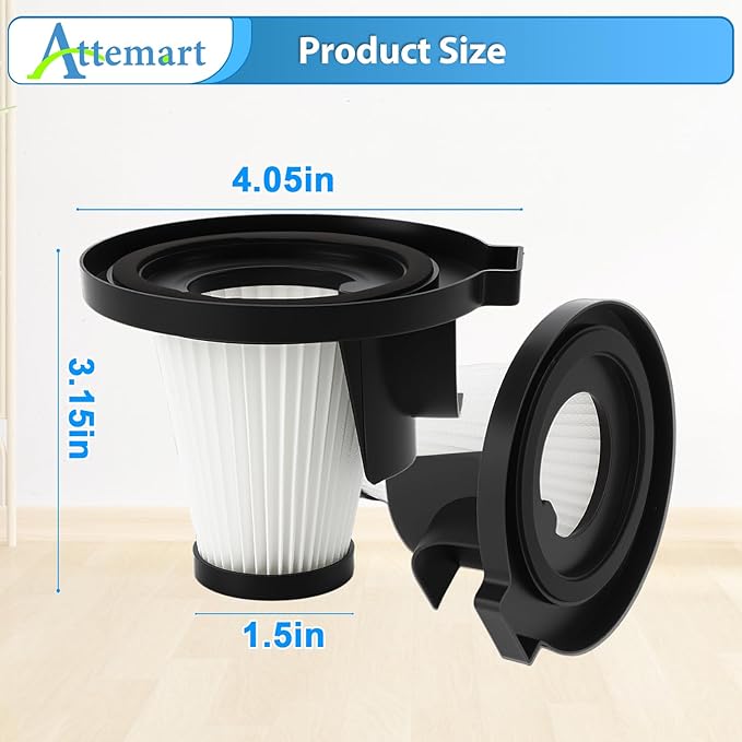 Attemart 6 Pack Filter Replacement Compatible with Ionvac ZipVac 8842 3-in-1 Corded Upright/Handheld Floor and Carpet Hand Vacuum Cleaner