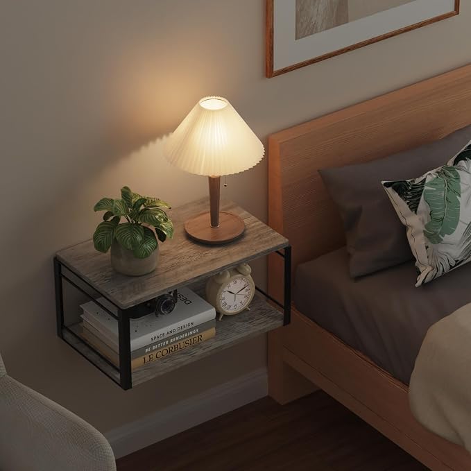 Floating Nightstand, Wood Bedside Shelf Wall Mounted Nightstand, Floating - Image 6