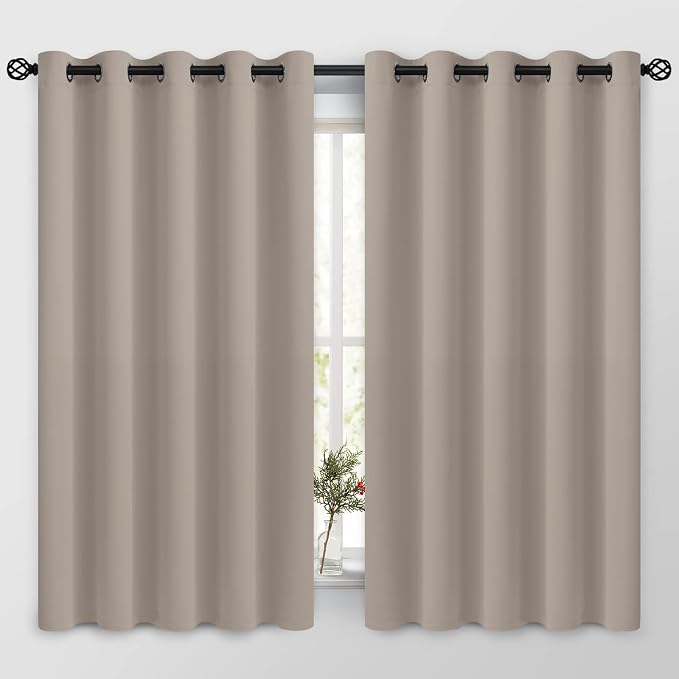 COSVIYA Grommet Room Darkening Natural Curtains 63 inch Long by COSVIYA