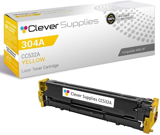 CS Replacement Toner Cartridge Compatible with HP CM2320 CC532A Yellow 304A Color CM2320 CM2320N CM2320NF CM2320FXI CP2025 CP2025N CP2025DN CP2025X CP2020 CM2320MFP CP2026