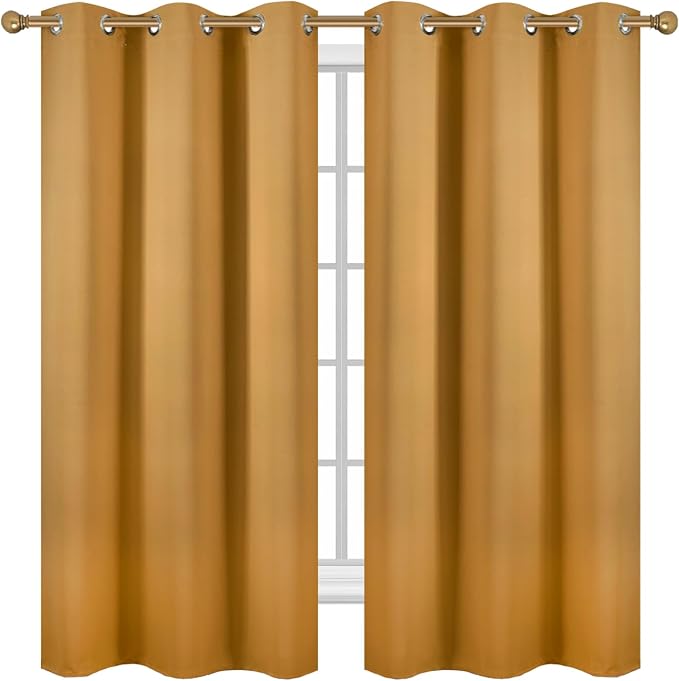 Diraysid Mustard Yellow Grommet Blackout Curtains - Image 2