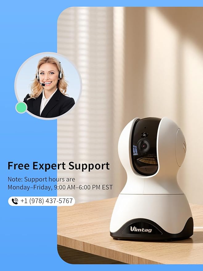 VIMTAG 2.5K Indoor Cameras for Home Security, 360° Pan/Tilt Pet Camera with Phone App for Dog/Cat, 5G/2.4GHz WiFi Security Camera Indoor for Nanny/Baby/Room, Night Vision, 2-Way Audio, Cloud & SD Card