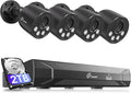 Loocam PoE Security Camera System 8MP 8CH NVR H.265+ 2TB HDD, 4pcs 4K Wired PoE Camera System AI Human Vehicle Detection, Outdoor Indoor Home Security Camera System 24/7 Recording, Remote Access