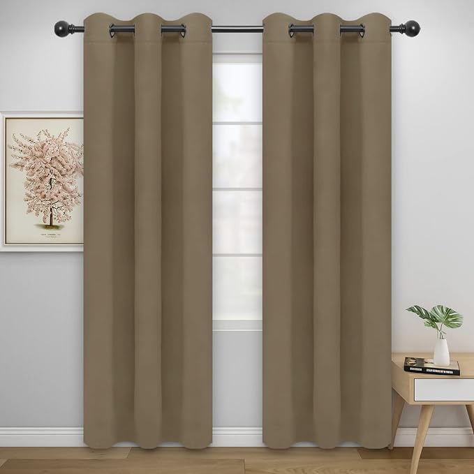 Easy-Going Thermal Grommet Blackout Curtains, 2 Panels 46x84 in, Tan | Machine by Easy-Going