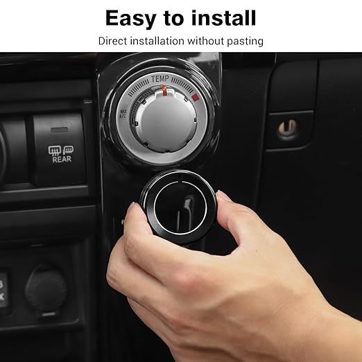 JeCar Air Conditioner Button Trim Cover Aluminum Alloy Knob Cover Fit for Toyota 4Runner 2010-2023, Black