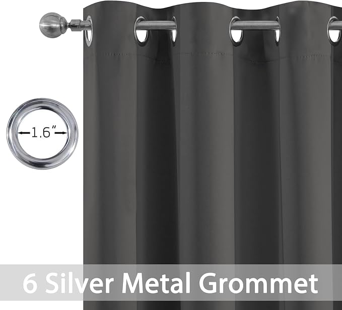 Yakamok Blackout Curtains 38x90 inch Dark Grey Thermal Drapes-Bedroom | 2 panels - Image 2