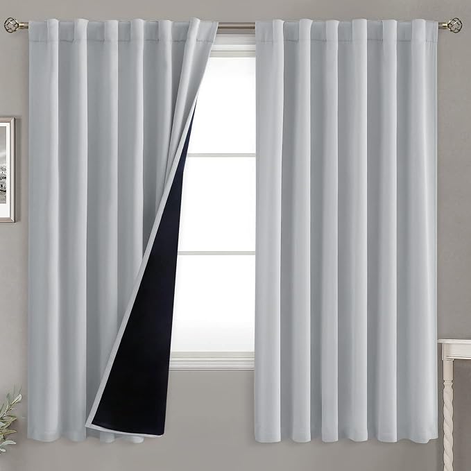 BGment Light Grey 100% Blackout Curtains 63 Inches Long by BGment