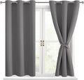 Blackout Curtains for Bedroom, Light Grey, 38 x 45 Inch, 2 Panels | Thermal by Hiasan