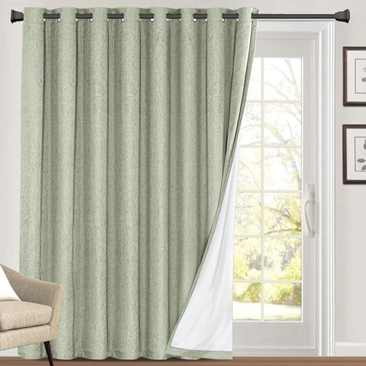 PrinceDeco Blackout Curtains 84 Inches Long Patio Curtains for Sliding Door Blackout Curtains for Sliding Glass Doors 100 Inch Wide Curtains for Living Room,100 X L84 Inch, Sage