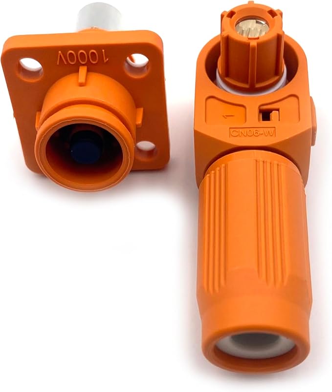 1 Set Battery Energy Storage Connector, 300A High Current Connectors Quick Plug Terminal Orange Right Angle Plug and Socket IP67 Waterproof Power Adapter Crimping 95mm² Wiring (1500V)