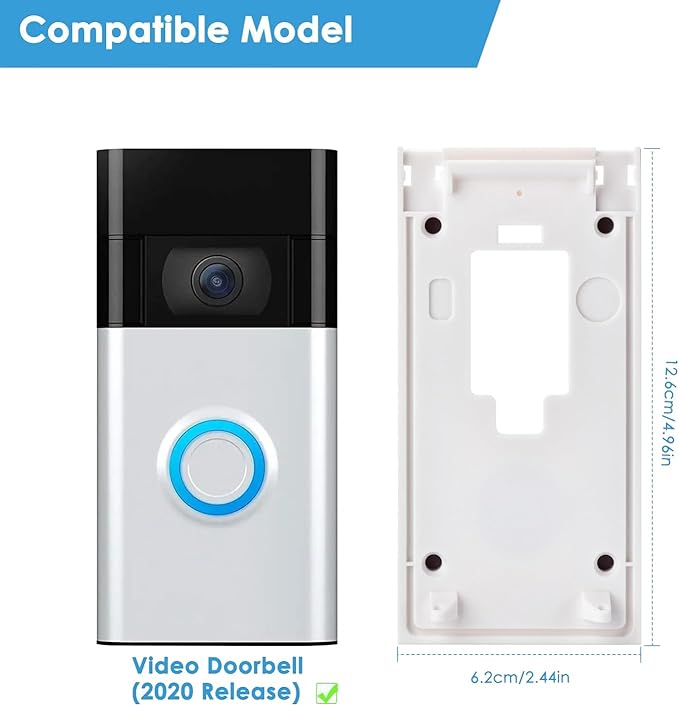 Fansoun No-Drill Adhesive Mount for Ring Video Doorbell (2nd Generation - 2020 Release), Mounting Bracket Accessories for Apartments Office Houses (White)
