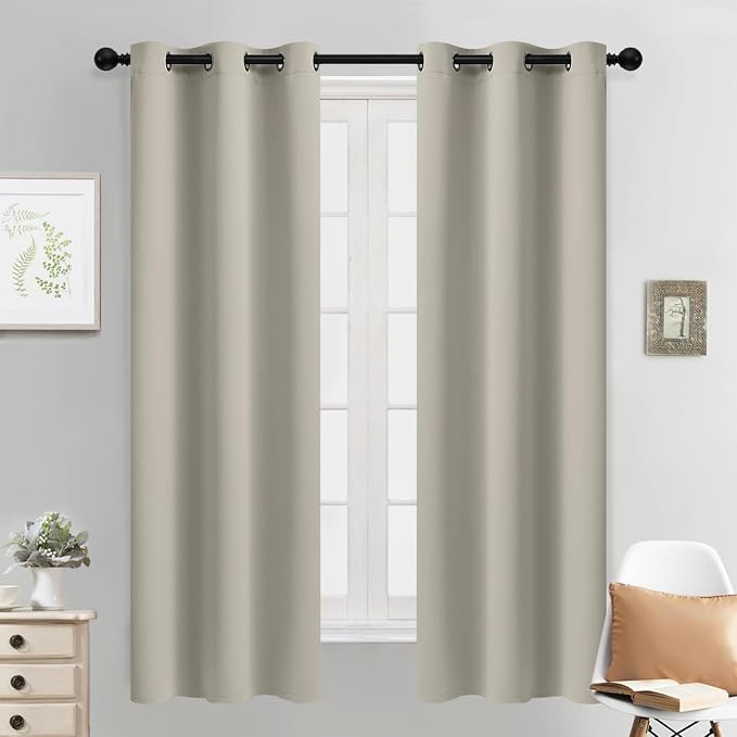 Yakamok Blackout Curtains 38x63 inch Stone Thermal Drapes-Bedroom | 2 panels by Yakamok