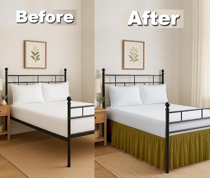 Ruffled Bed Skirt Split Corners with Platform, Tailored Fit Hotel Quality Wrinkle Free Ultra-Soft Microfiber Dust Ruffle, Upto 18 Inch Drop, Twin, Taupe