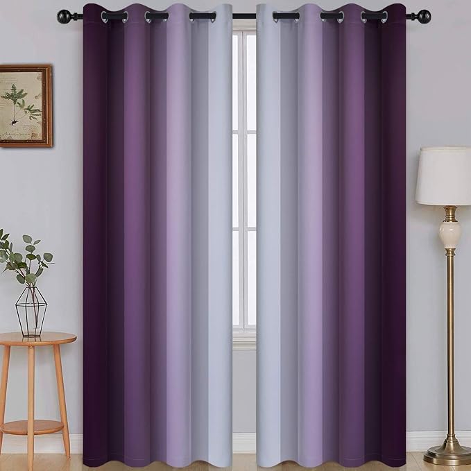 SimpleHome Ombre Purple to Grey White Curtains by SimpleHome