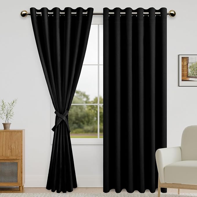 DWCN Black Blackout Curtains for Bedroom by DWCN