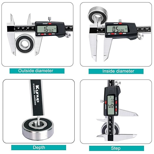 Kynup Digital Caliper, 8 Inch Micrometer Caliper Tool, Vernier Caliper with Stainless Steel Body, Large LCD Screen, Auto - Off Feature, Inch Metric Fraction Conversion (200mm)