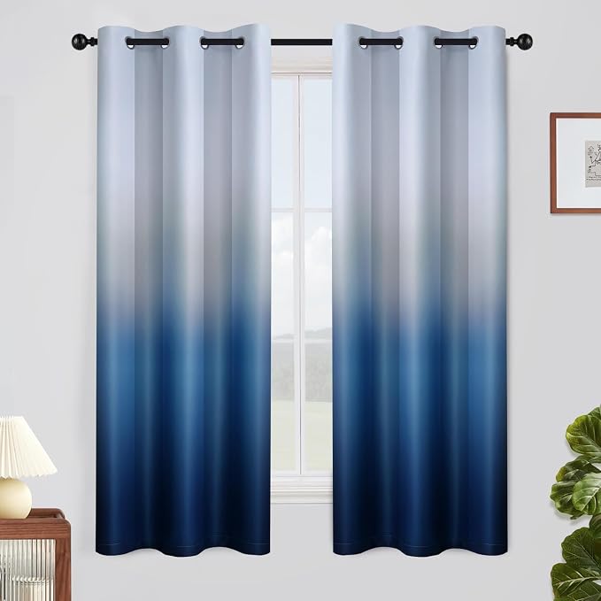 SimpleHome Ombre Gradient Blue White to Gray Curtains - Image 8