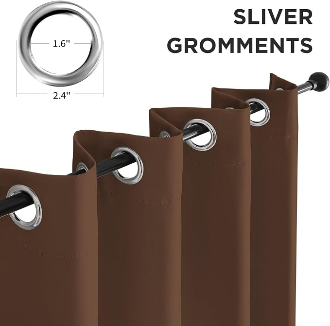 CUCRAF Brown Blackout Curtains 72 inch Length, Thermal Insulated Room Darkening - Image 2