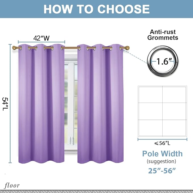 Diraysid Lavender Grommet Blackout Curtains - Image 6