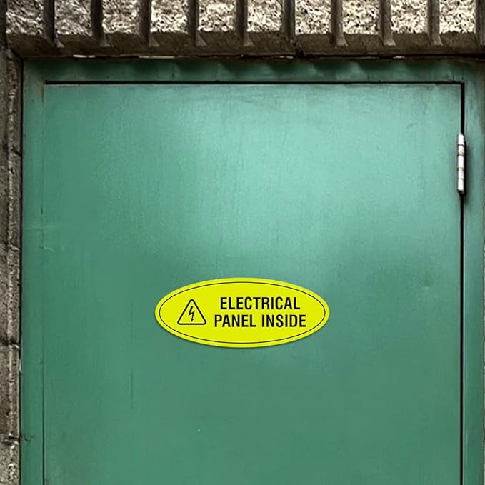 Signs ByLITA Oval Electrical Panel Inside Sign (Black Gold) - Medium 2 Pack