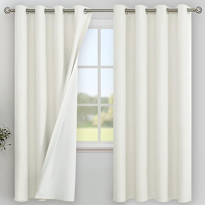 YoungsTex Ivory Linen 100% Blackout Curtains 72 Inches Long, Room Darkening by YoungsTex