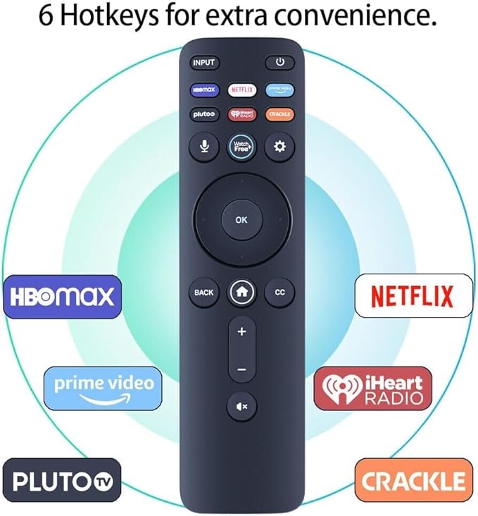 Universal Vizio Remote XRT260 Replaced IR Fit for All VIZIO Smart TV Smartcast 4K P-Series V-Series D-Series M-Series XRT136 XRT140 with Hbomax,Netflix,PrimeVideo,Plutotv,iHeartRadio,Crackle