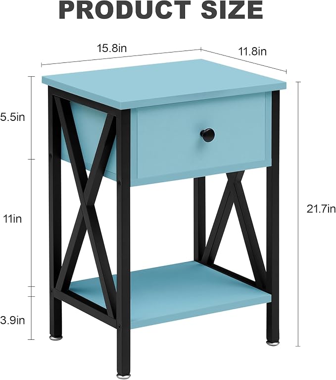 VECELO Nightstand, Modern Bedside End Table, Night Stand - Image 3