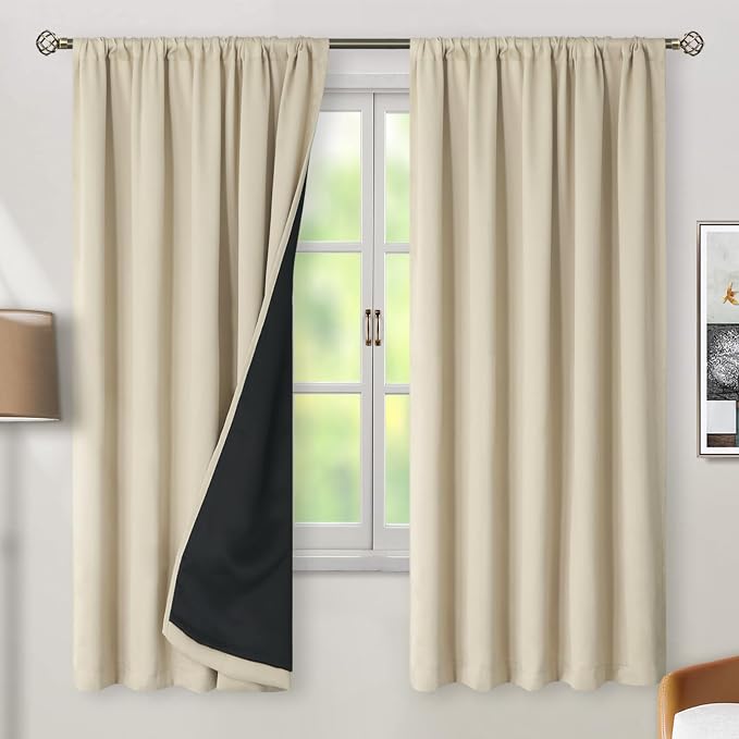 BGment Beige Full Blackout Curtains - Image 2