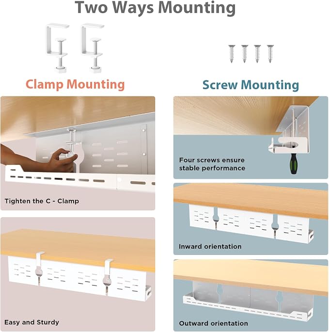 Univivi Under Desk Cable Management Tray, Cable Management, 32 inch, Under Desk - Image 2