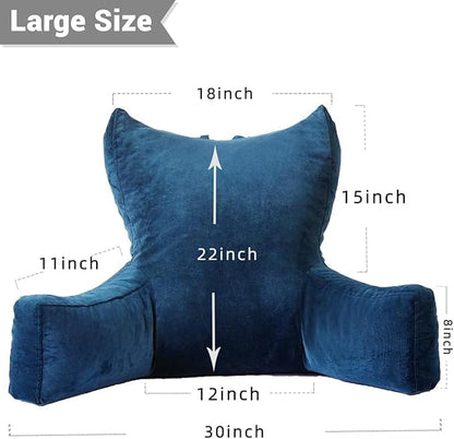 Neustern Reading Pillow for Sitting in Bed Adult, Back Pillow for Bed Shredded Memory Foam Chair Pillow with Arms and Pockets, Backrest and Support with Washable Cover for Watching TV/Gaming/Relaxing